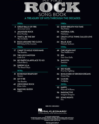 My First Rock Song Book Easy Piano