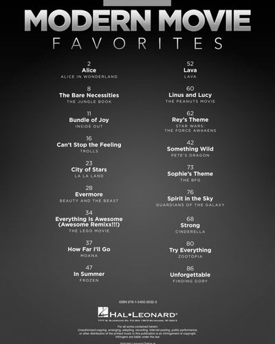 Modern Movie Favorites Big Note