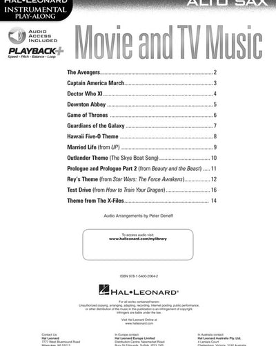 Movie and TV Music for Alto Sax