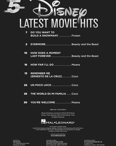 Disney Latest Movie Hits 5 Finger