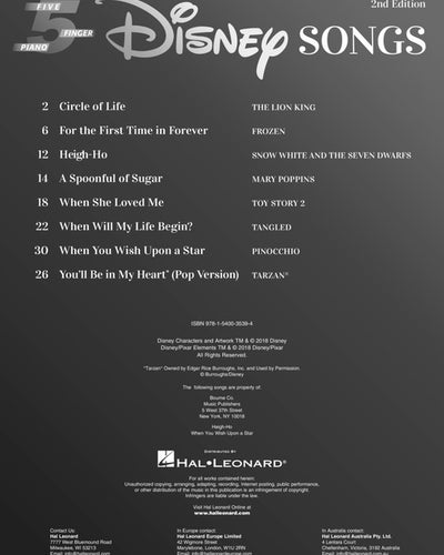 Disney Songs - 2nd Edition 5 Finger