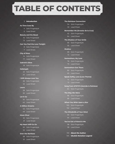 Movie Songs for Solo Fingerstyle Ukulele