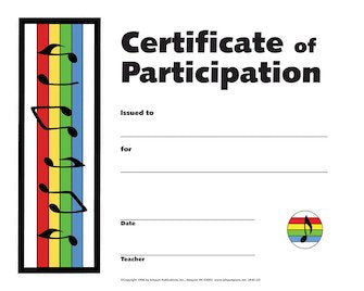 Music Participation Certificate