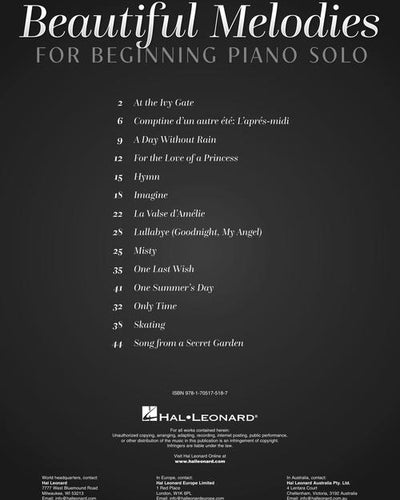 Beautiful Melodies for Beginning Piano Solo
