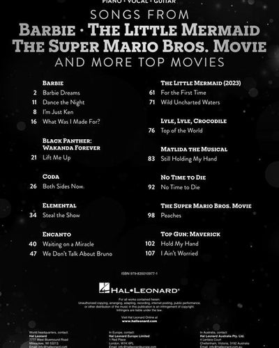 Songs from Barbie The Little Mermaid The Super Mario Bros