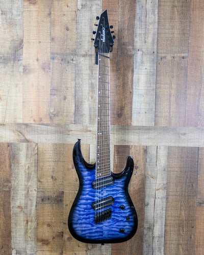 Jackson X Series SlatX7Q Trans Blue Fanned Fret 7 String