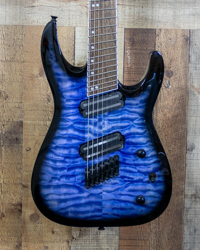 Jackson X Series SlatX7Q Trans Blue Fanned Fret 7 String