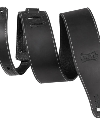 Levy's 2.5" Pull-Up Butter Leather Guitar Strap, Black