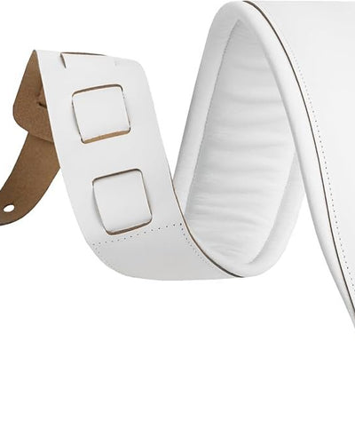 Levy's 3" Top Grain Leather White w/ 1/4" Foam Wrap Strap