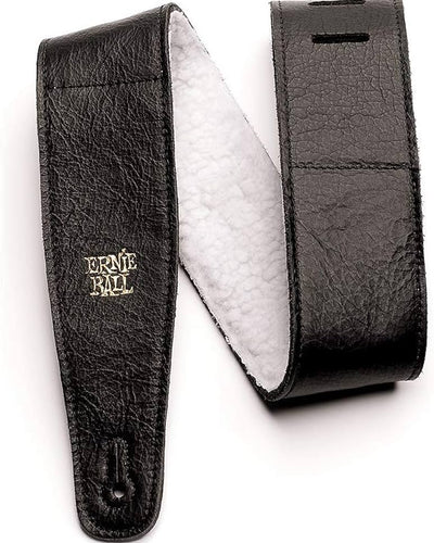 Ernie Ball Italian Leather w/Fur Padding 2.5" Strap Black