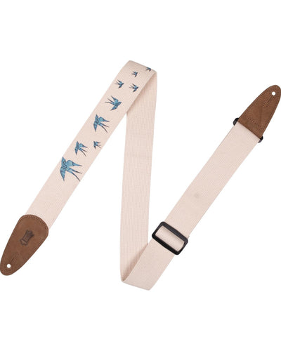 Levy's 2" White Birds Cotton Guitar Strap