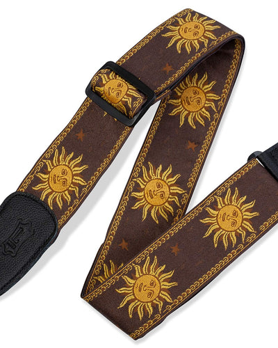 Levy's 2inch Wide Sun Design Brown Jacquard Guitar Strap