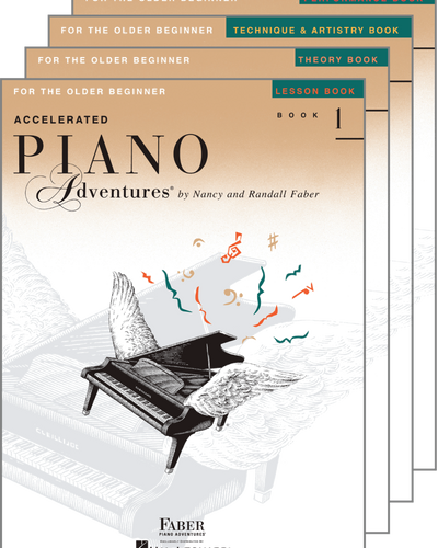 Faber Piano Adventures Accelerated Level 1 Bundle Includes Lesson Theory Performance Technique