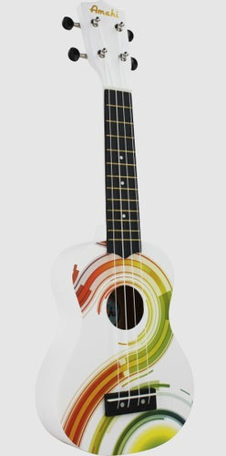 Amahi Soprano Uke with Swirl Design w/ Vinyl Gig Bag