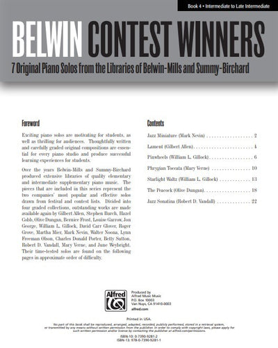 Belwin Contest Winners Bk.4 PS 2028 MD2