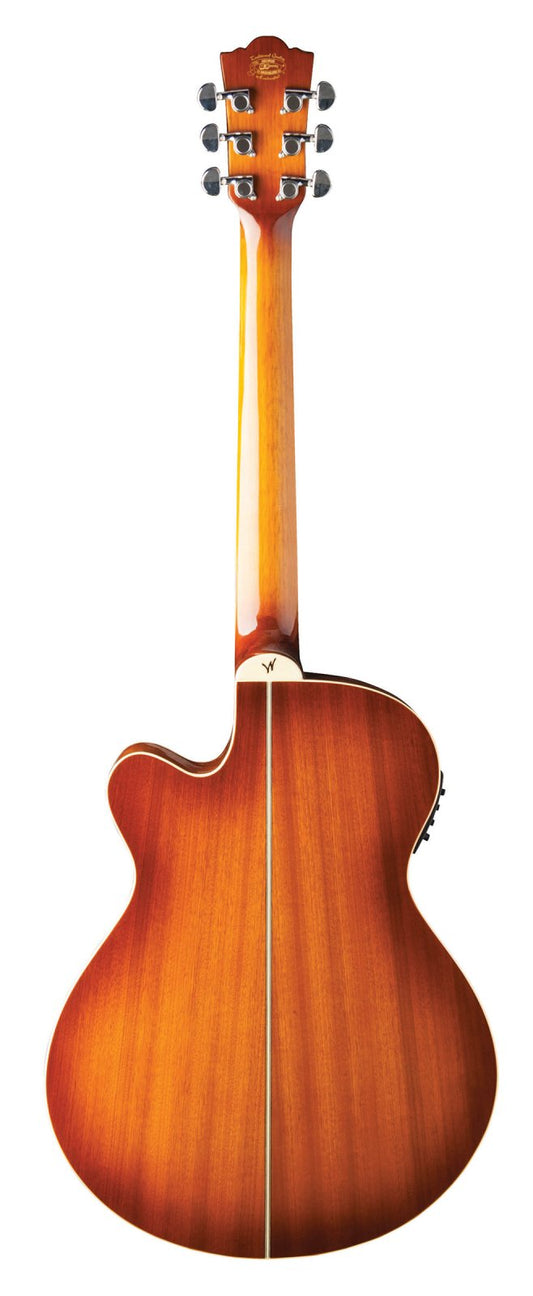 Washburn EA15 Festival Series Mini Jumbo Cutaway AC/EL Guitar Ice Tea Burst