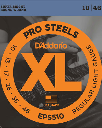 D'Addario EPS510 XL ProSteels - Electric Guitar Strings - .010-.046 Regular Light