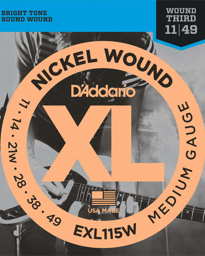D'Addario EXL115 Nickel Wound Electric Guitar Strings Medium/Blues-Jazz Rock W...