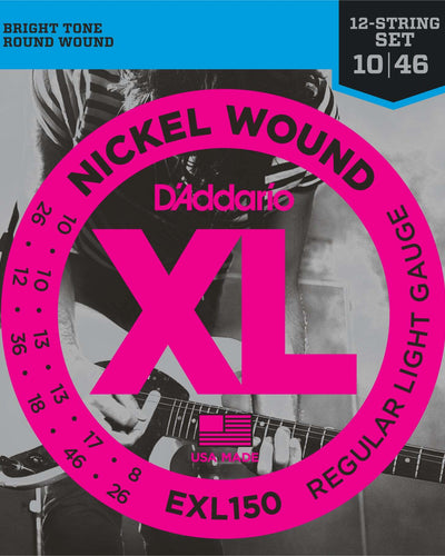 D'Addario EXL150 Nickel Wound Electric Guitar Strings 12-String 10-46