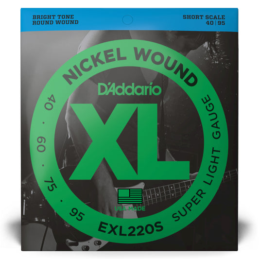 D'Addario EXL220S Nickel Wound Bass Guitar Strings Super Light 40-95 Short  S...
