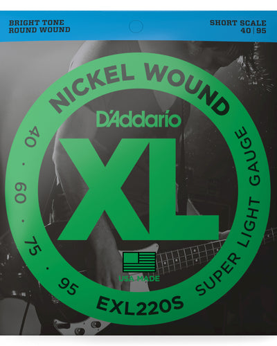 D'Addario EXL220S Nickel Wound Bass Guitar Strings Super Light 40-95 Short  S...
