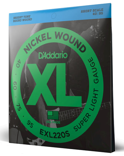 D'Addario EXL220S Nickel Wound Bass Guitar Strings Super Light 40-95 Short  S...
