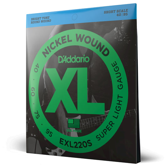 D'Addario EXL220S Nickel Wound Bass Guitar Strings Super Light 40-95 Short  S...