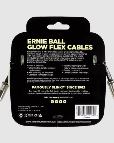 Ernie Ball Flex 10' Instrument Cable Glow-in-Dark