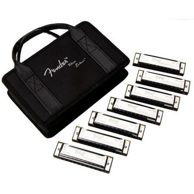 Fender Blues Deluxe Harmonica Pack of 7 with Case