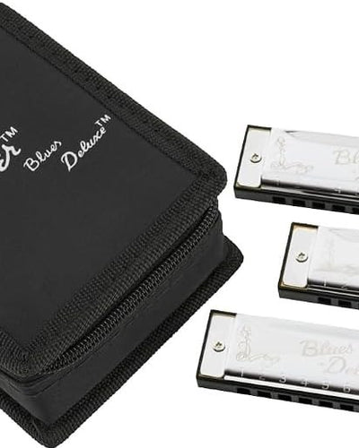 Fender Blues Deluxe Harmonica Pack of 3 with Case