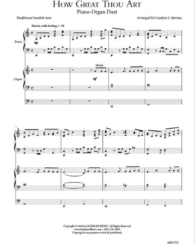 How Great Thou Art - Piano and Organ Duet