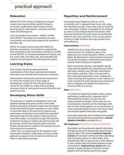 Insights & Piano Study - Create 1A