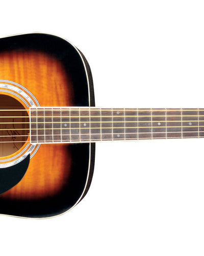 Jay Turser Jay J Dreadnaught Flame Top Acoustic Guitar - Tobacco Sunburst