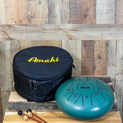 Amahi 12" Steel Tongue Drum Green w/Bag