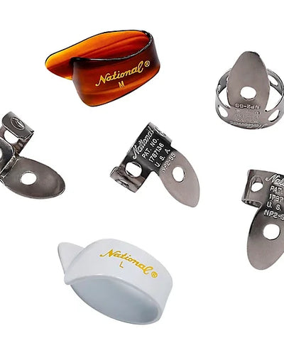 D'Addario National Finger Picks, Stainless Steel and Celluloid Thumb Pick Bundle