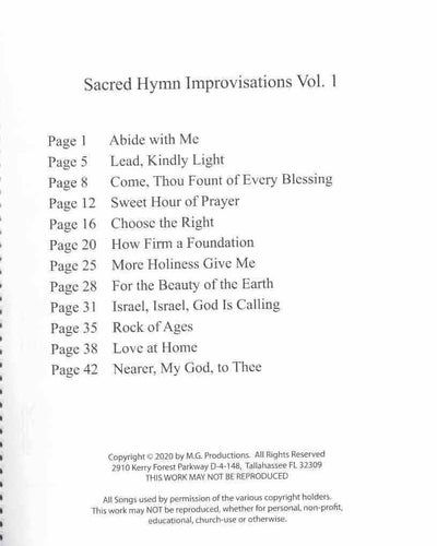 Marvin Goldstein Sacred Hymn Improvisations Vol.1