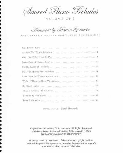 Marvin Goldstein Sacred Piano Preludes Vol.1