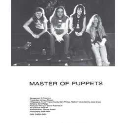 Metallica Master of Puppets Guitar/Vocal Tablature
