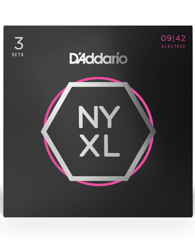 D'Addario NYXL0942-3P Nickel Wound Electric Guitar Strings Super Light 9-42 3...