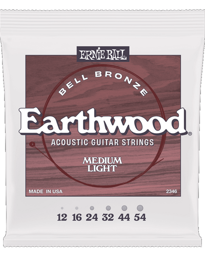 Ernie Ball Medium Light Earthwood Bell Bronze Acoustic Guitar Strings 12-54