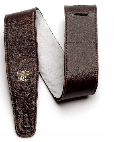 Ernie Ball Italian Leather w/Fur Padding 2.5" Strap Chestnut