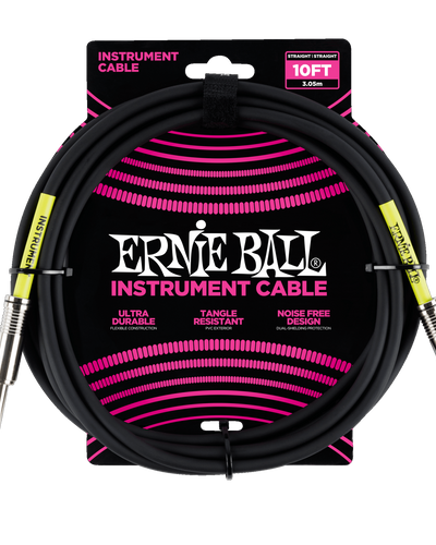 Ernie Ball Classic Silent Instrument Cable Straight 10ft BLK