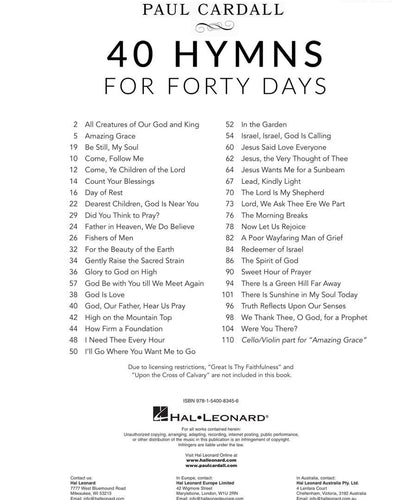 Paul Cardall 40 Hymns For Forty Days PS