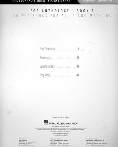 Pop Anthology Bk.1 50 Pop Songs for All Piano Methods
