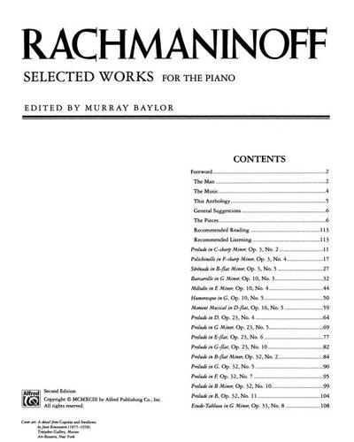 Rachmaninoff Selected Works PS 2028 MA2
