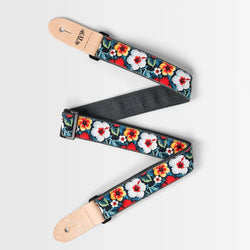 Kala Hibiscus Print Ukulele Strap Black