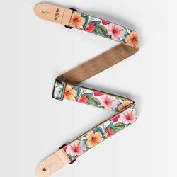 Kala Hibiscus Print Ukulele Strap White