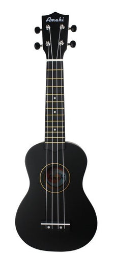 Amahi Dark Night Black Soprano Ukulele w/ Nylon Bag