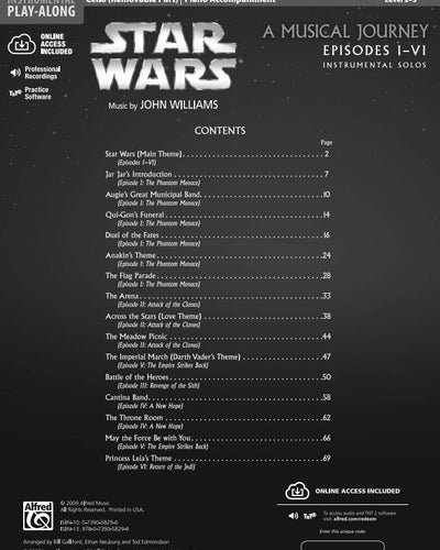 Star Wars I-VI Instrumental Solos Cello with Piano Accompaniment