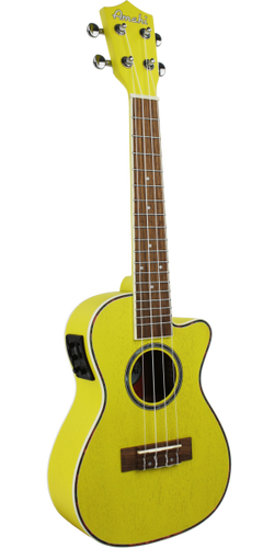 Amahi Classic AC/EL Concert Uke Yellow w/ Deluxe Padded Bag